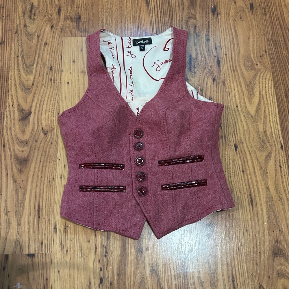 Y2K Bebe Mauve Wool Blend Vest